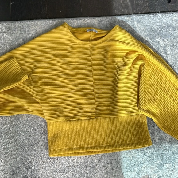 Babaton Tops - Babaton Yellow Ribbed Cropped Sweater